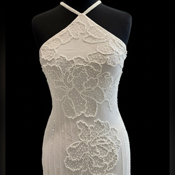 Attitudes by Debra Dresses & Skirts - Elegant hand beaded intricate White Halter Dress